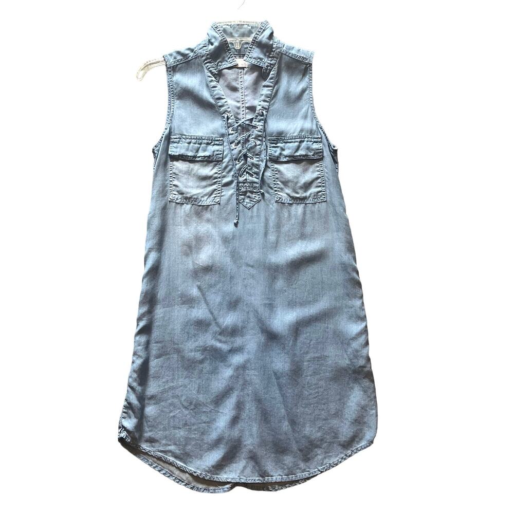 Light Wash Chambray Sleeveless Dress - Unbranded
